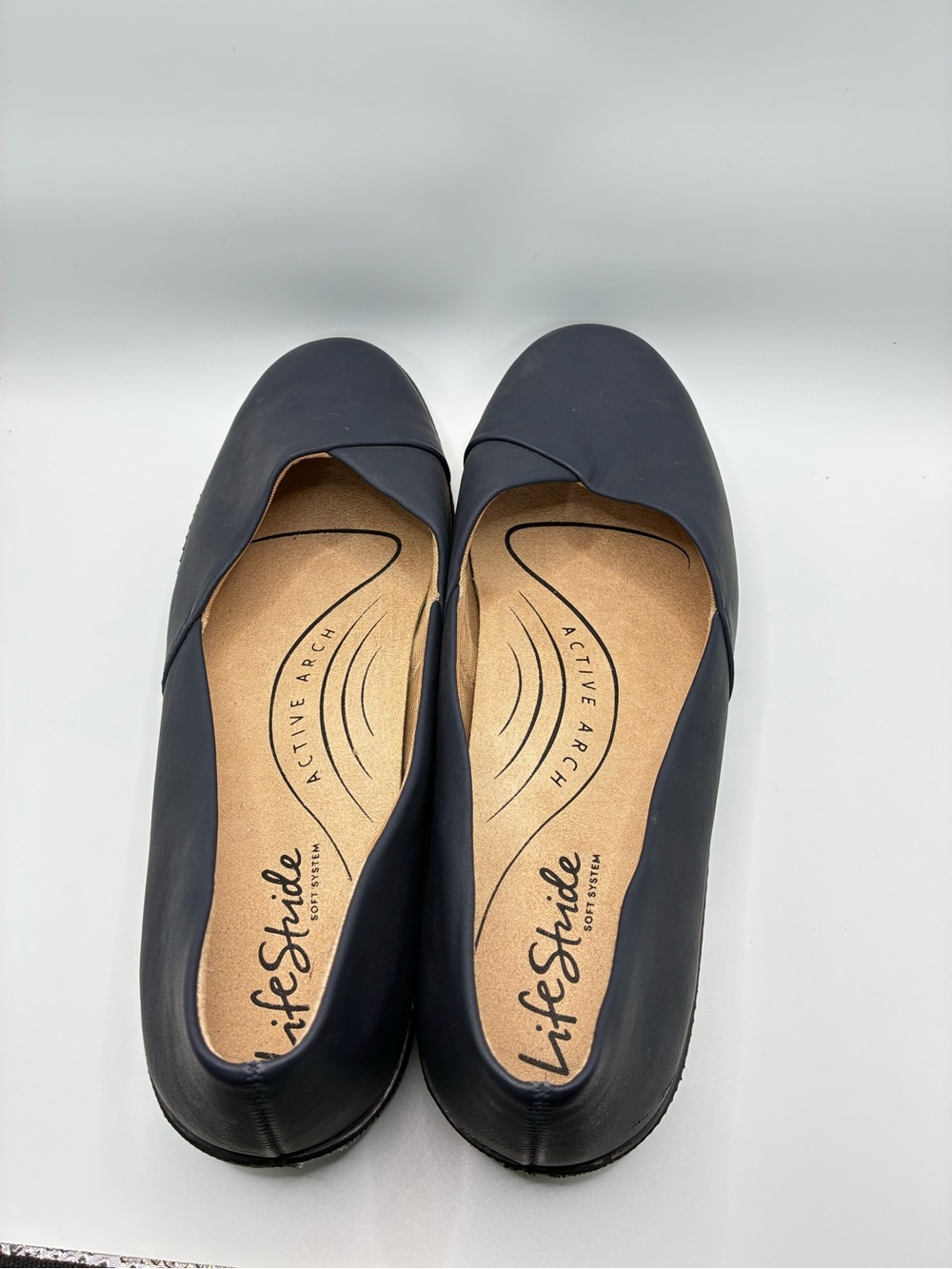 Life Stride Navy Rounded Toe Comfort Flats
